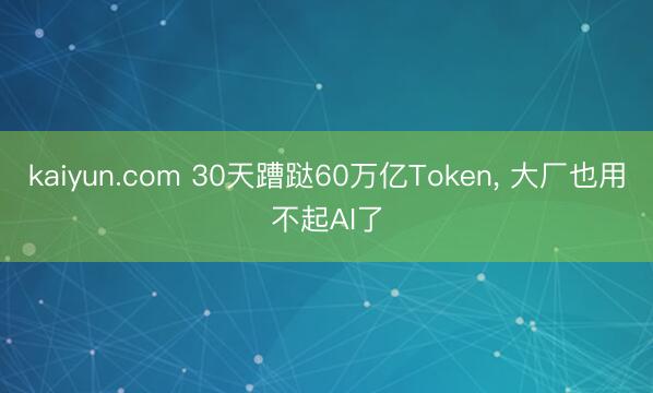 kaiyun.com 30天蹧跶60万亿Token, 大厂也用不起AI了